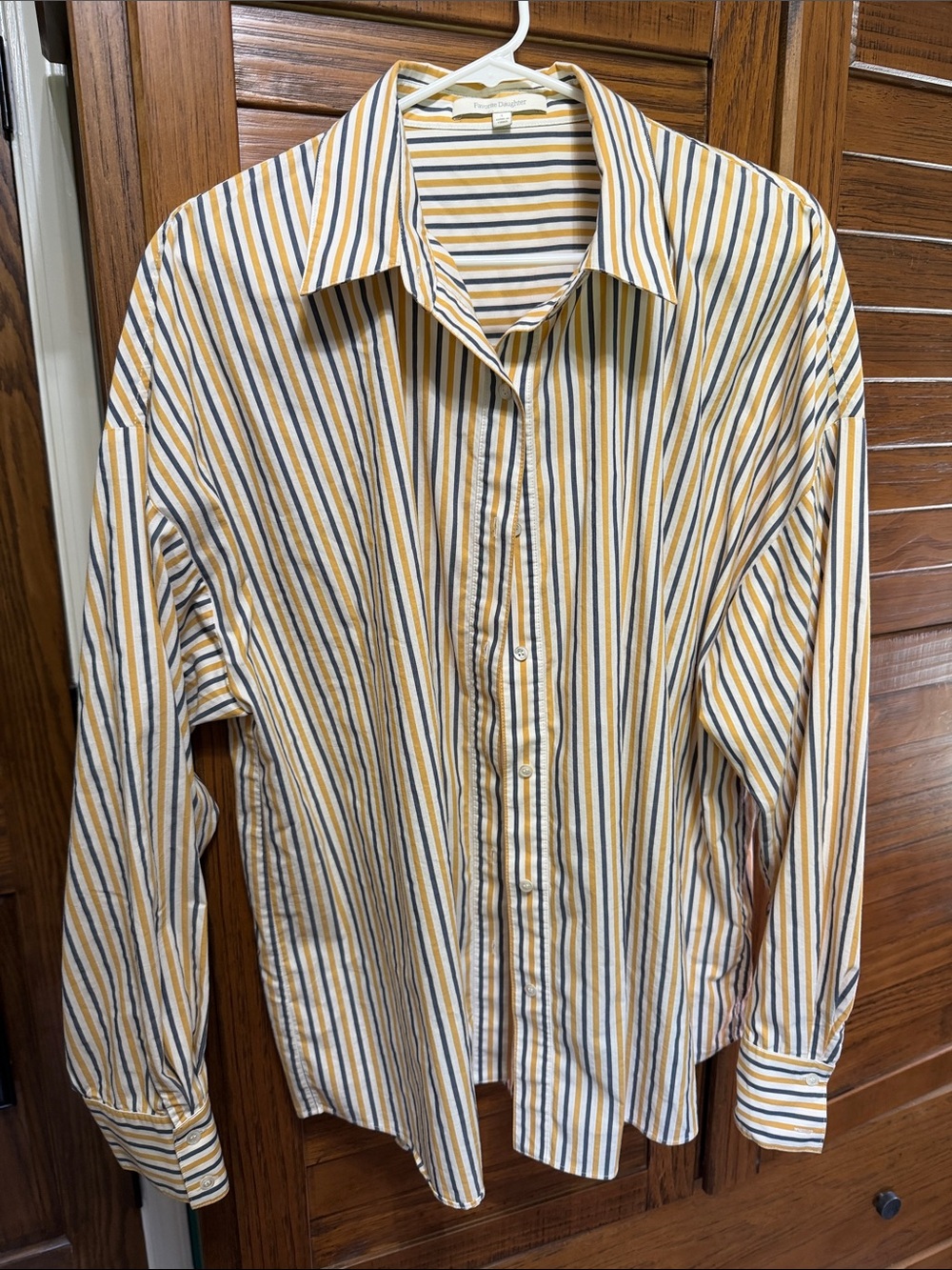 Favorite Daughter Striped Button-Down Shirt in Yellow, Navy & White